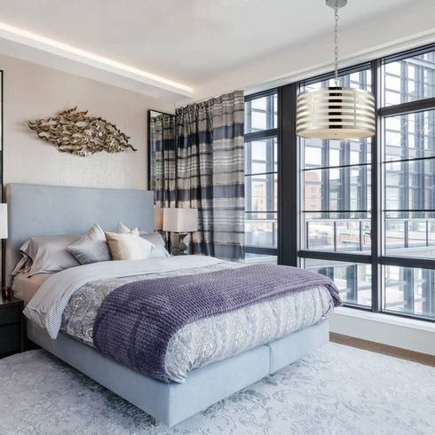 Drum Modern Pendant Lighting Kitchen Chrome Finish